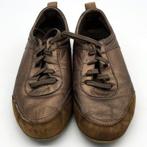 Vionic Orthaheel‎ Willa Walker Womens Sz 7 Bronze Mettalic Leather Lace-up Shoes